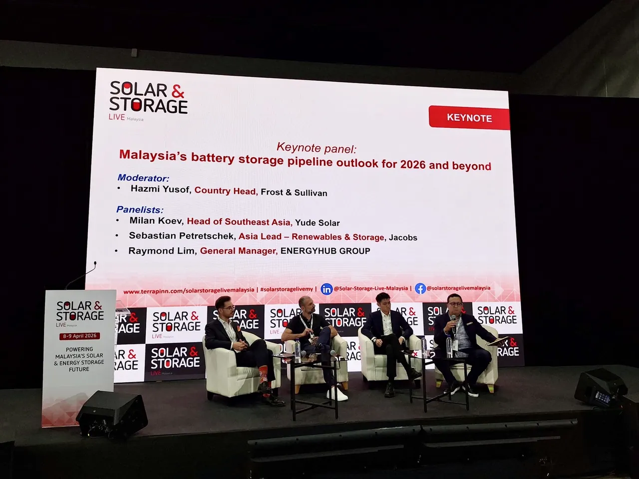 Sebastian Petretschek speaking on a battery storage conference panel
